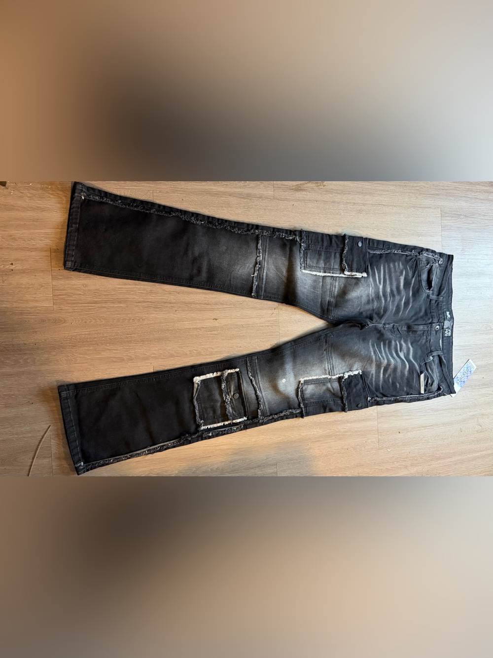 State of Crew SOC Stacked Cargo Jeans Black Sand Wash Size 38 NWT Streetwear